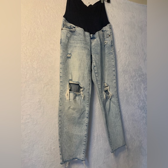 Old Navy OG Straight Full Panel Maternity Light Wash Jeans Size 6 Distressed - Picture 10 of 16